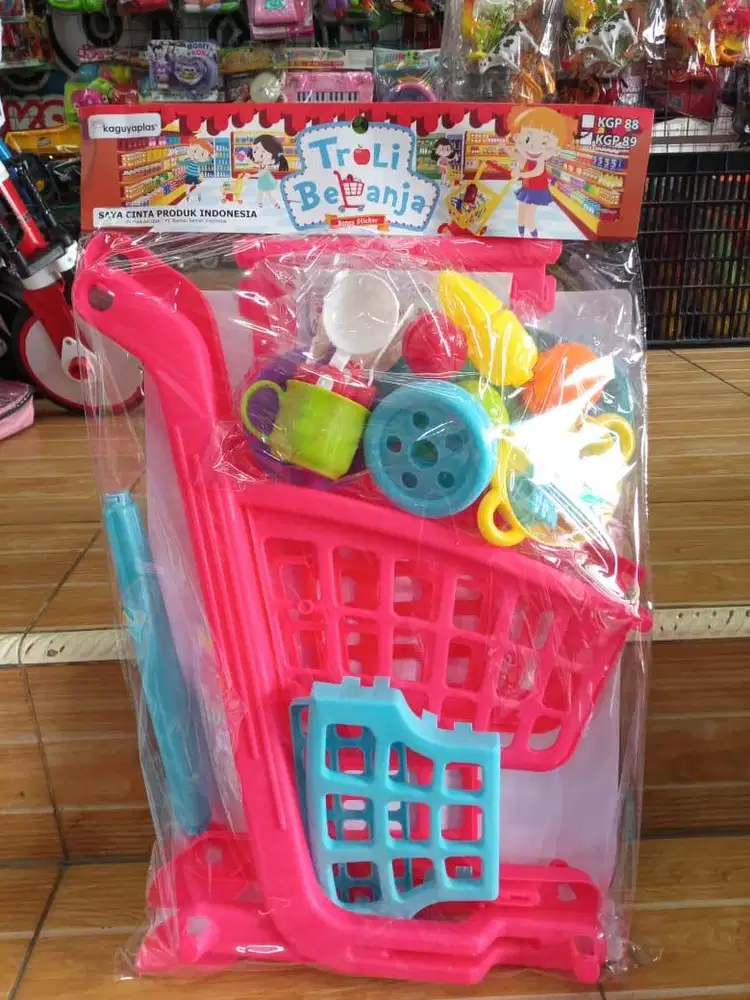 mainan anak troli supermarket set masakmasak
