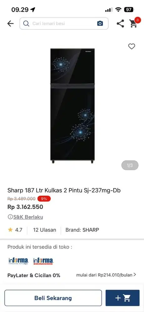 kulkas sharp 2 pintu