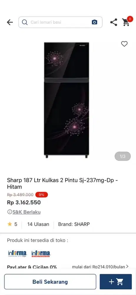 kulkas sharp 2 pintu