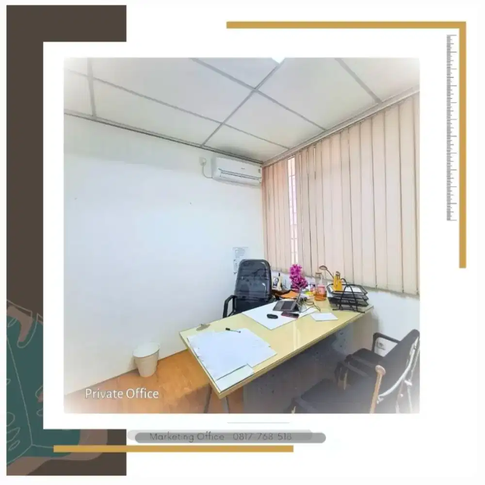 Private office disewakan furnish untuk kantor 8 pax free meeting room