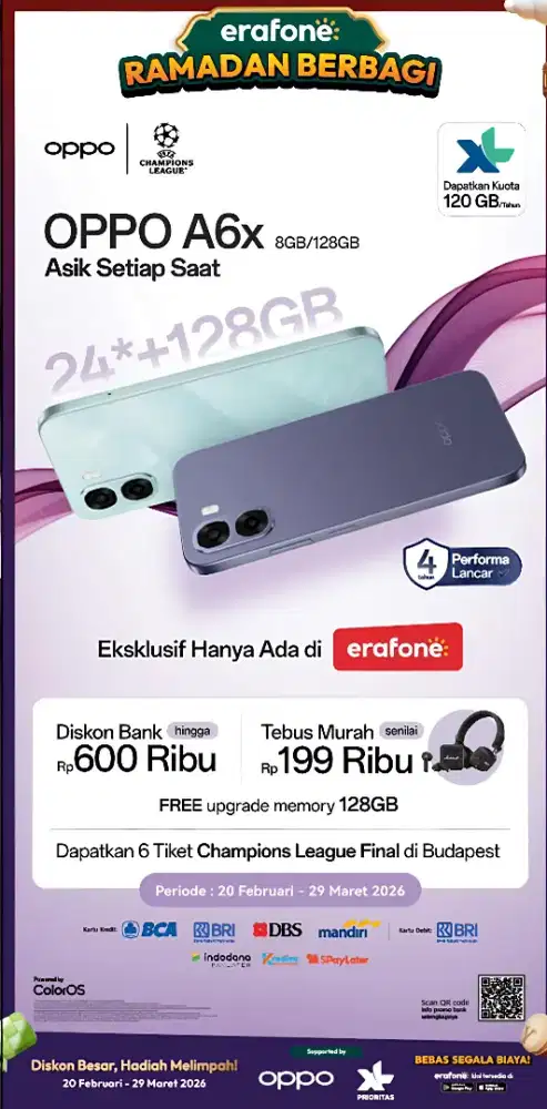 Promo Oppo A6X bisa Cicilan dan Tuker tambah
