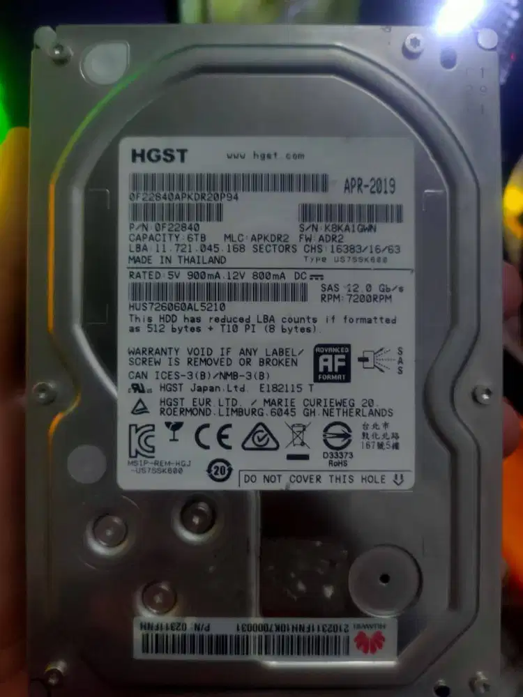 HDD SERVER SAS HGST 6TB [BONUS HDD LAPTOP SEAGATE 1TB]