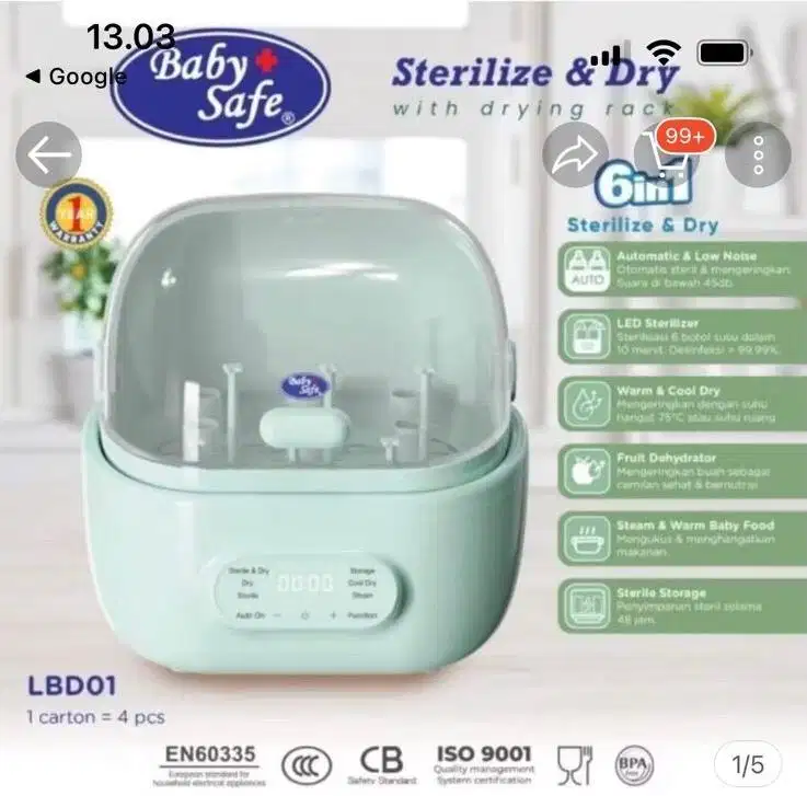 Sterilizer merk Baby Safe