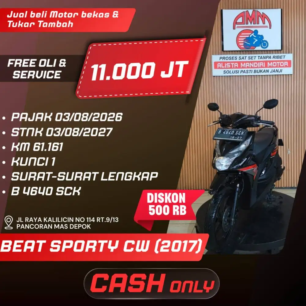 BEAT SPORTY CW 2017 PAJAK HIDUP CASH KREDIVO INDODANA ALLO BANK ALISTA