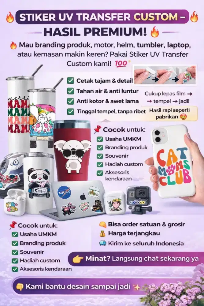 Stiker UV Transfer Custom Premium – Tahan Air & Awet