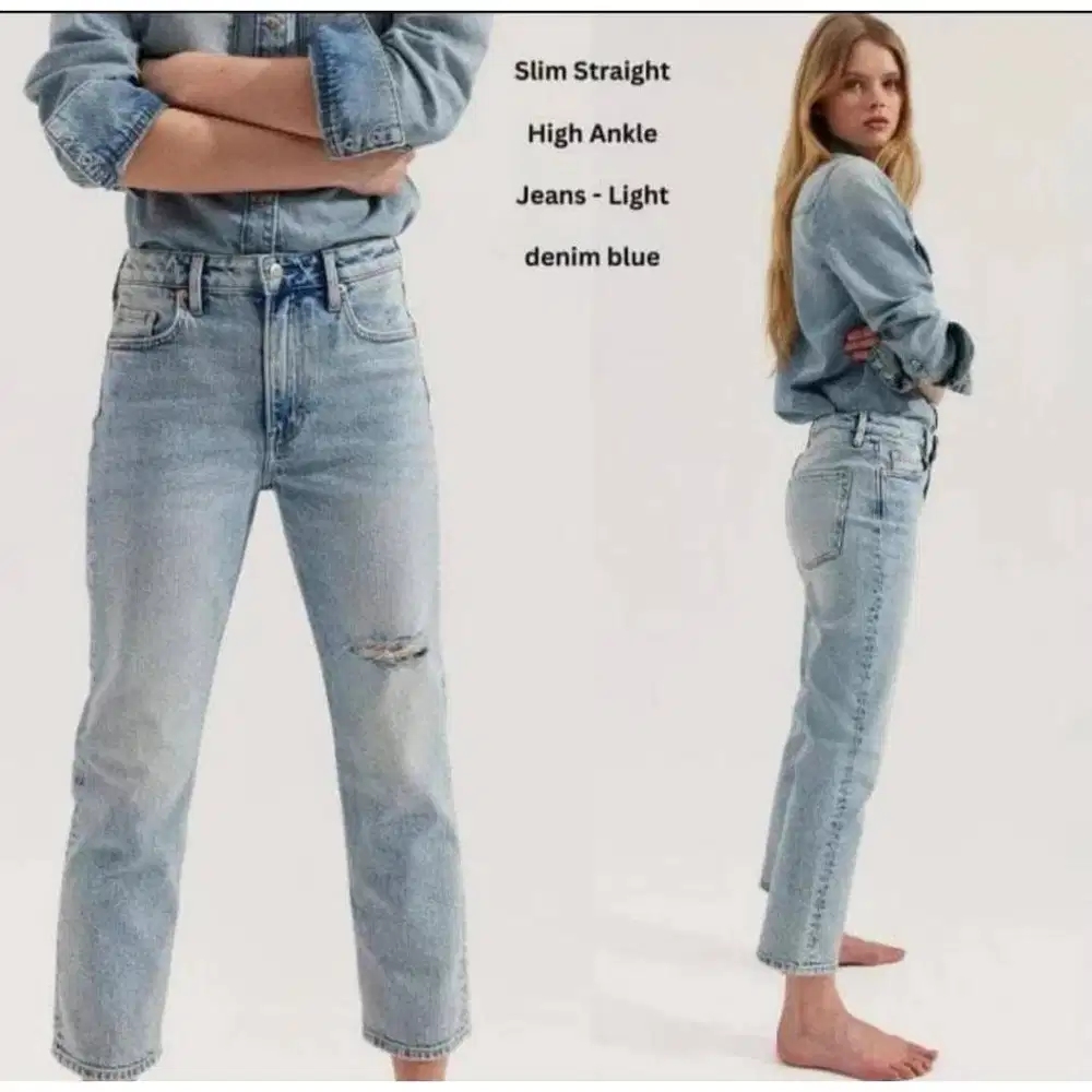 Celana Denim Ripped Ankle Pant Wanita Stretch