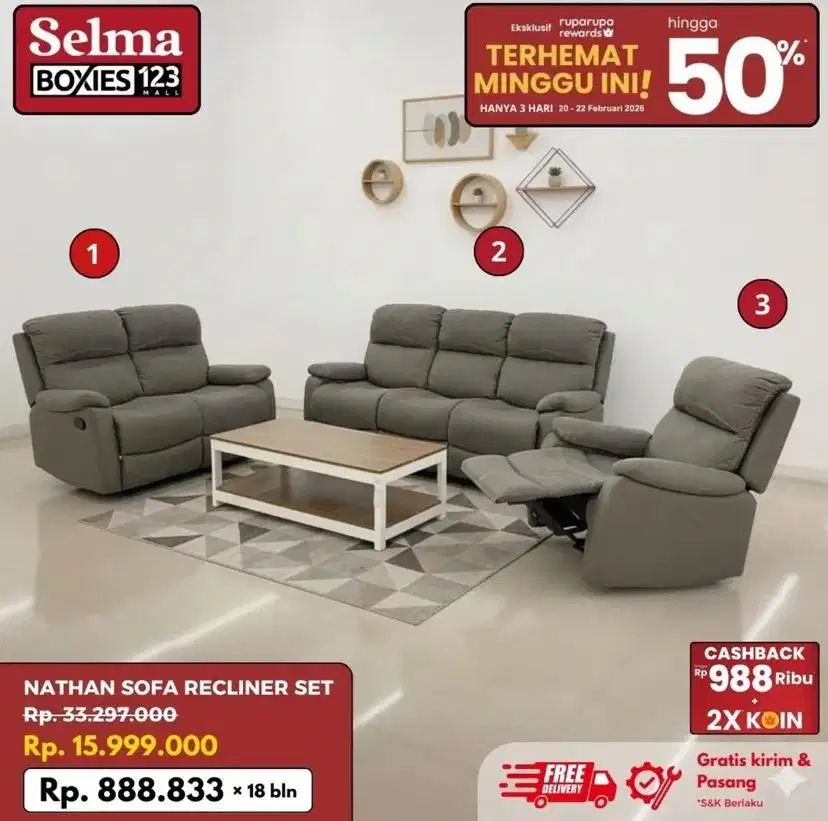 Sofa set santai selma promo murah