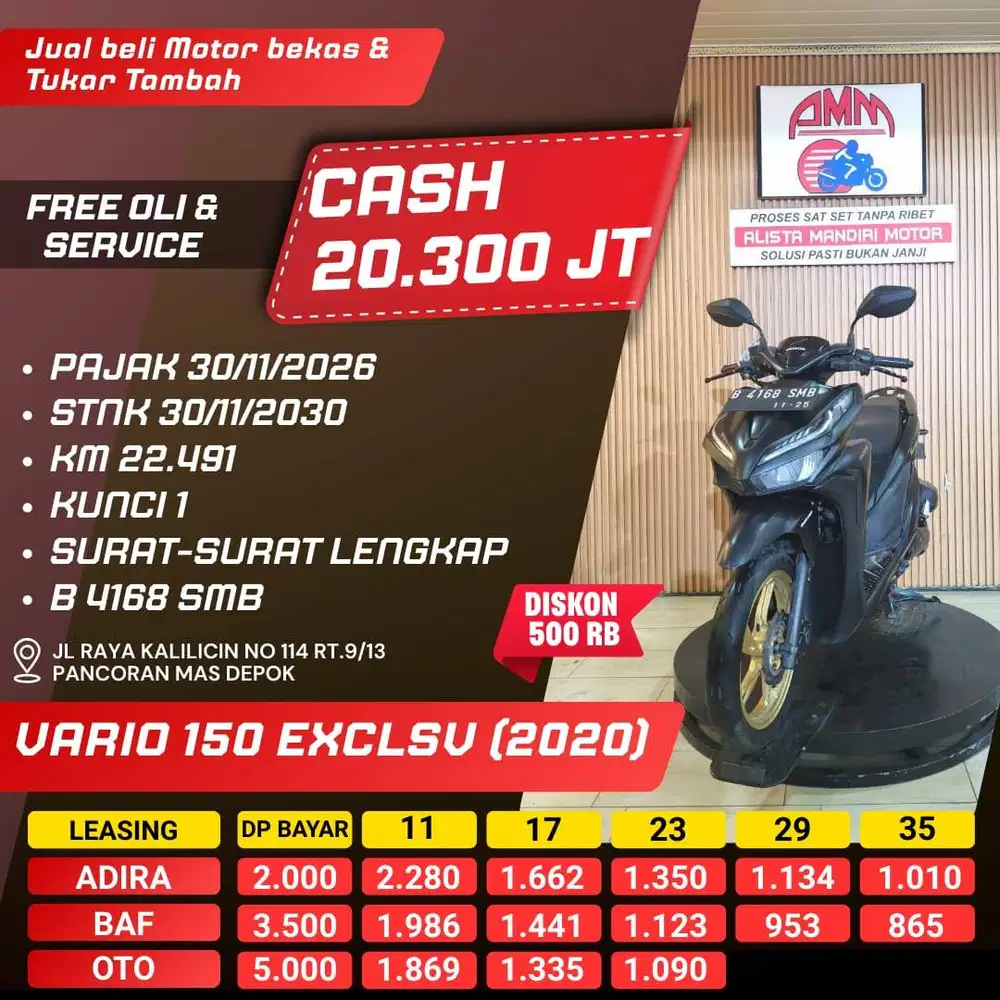 VARIO 150 EXCLSV 2020 PAJAK HIDUP CASH KREDIVO INDODANA SHOPEE ALISTA