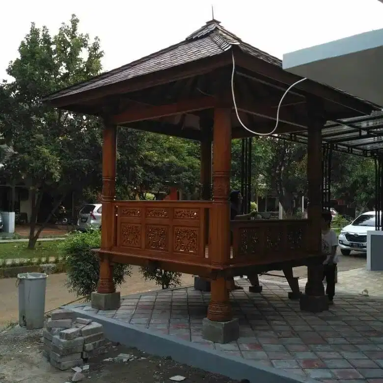 gazebo kayu jati 2x2 ukiran sip
