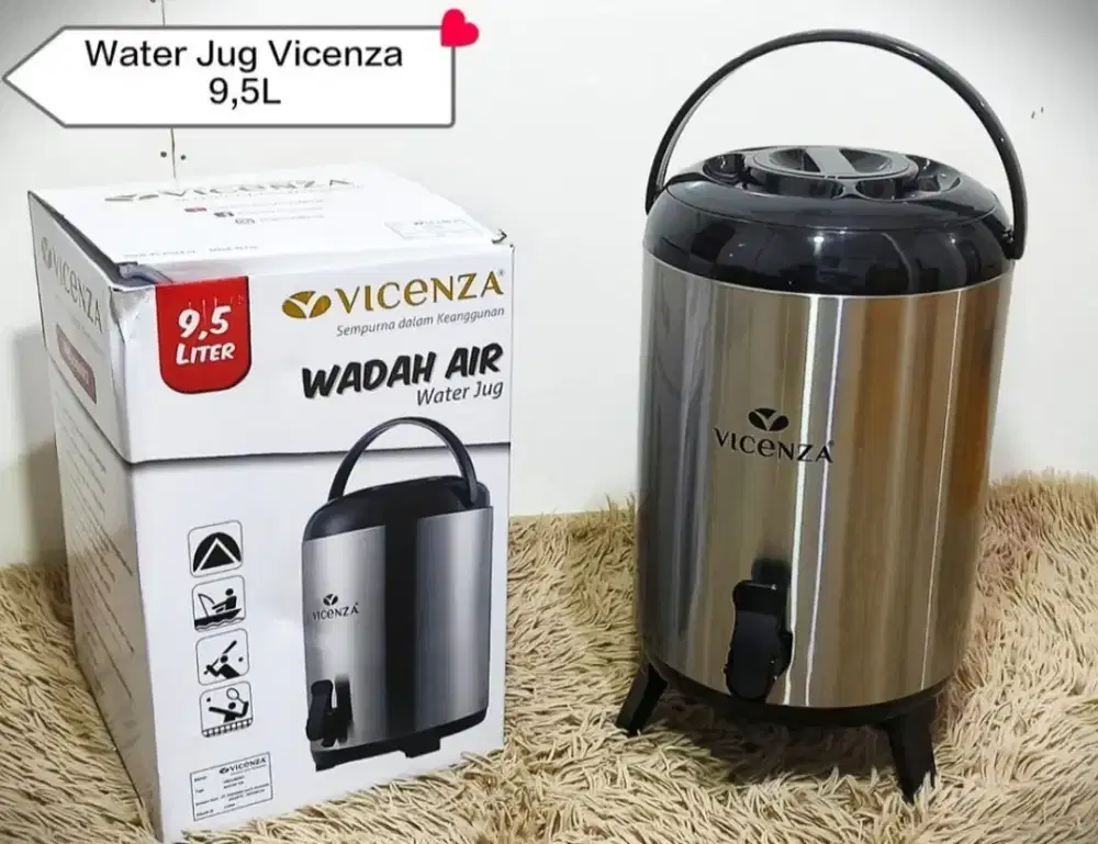 WATERJUG VICENZA STAINLESS 9.5 LITER