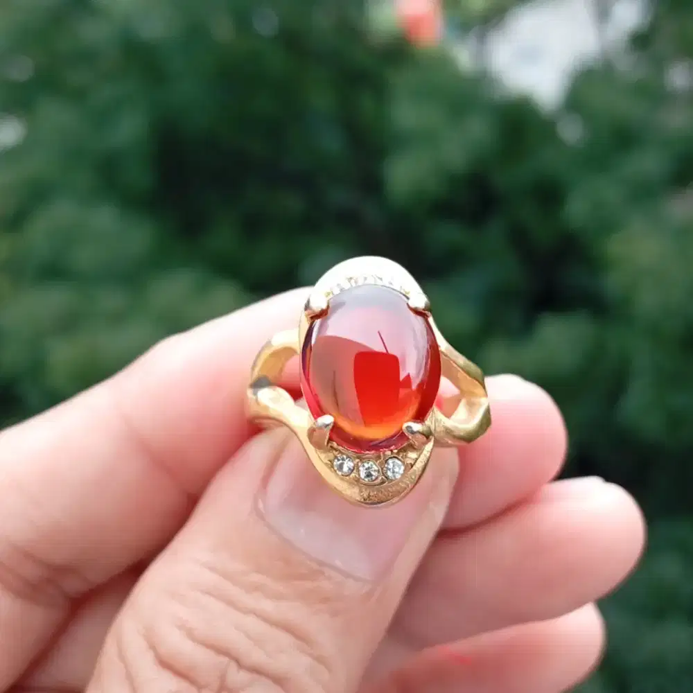 Ladies Style Batu Hessonite Garnet Sri Lanka 8.10 ct ring Titanium