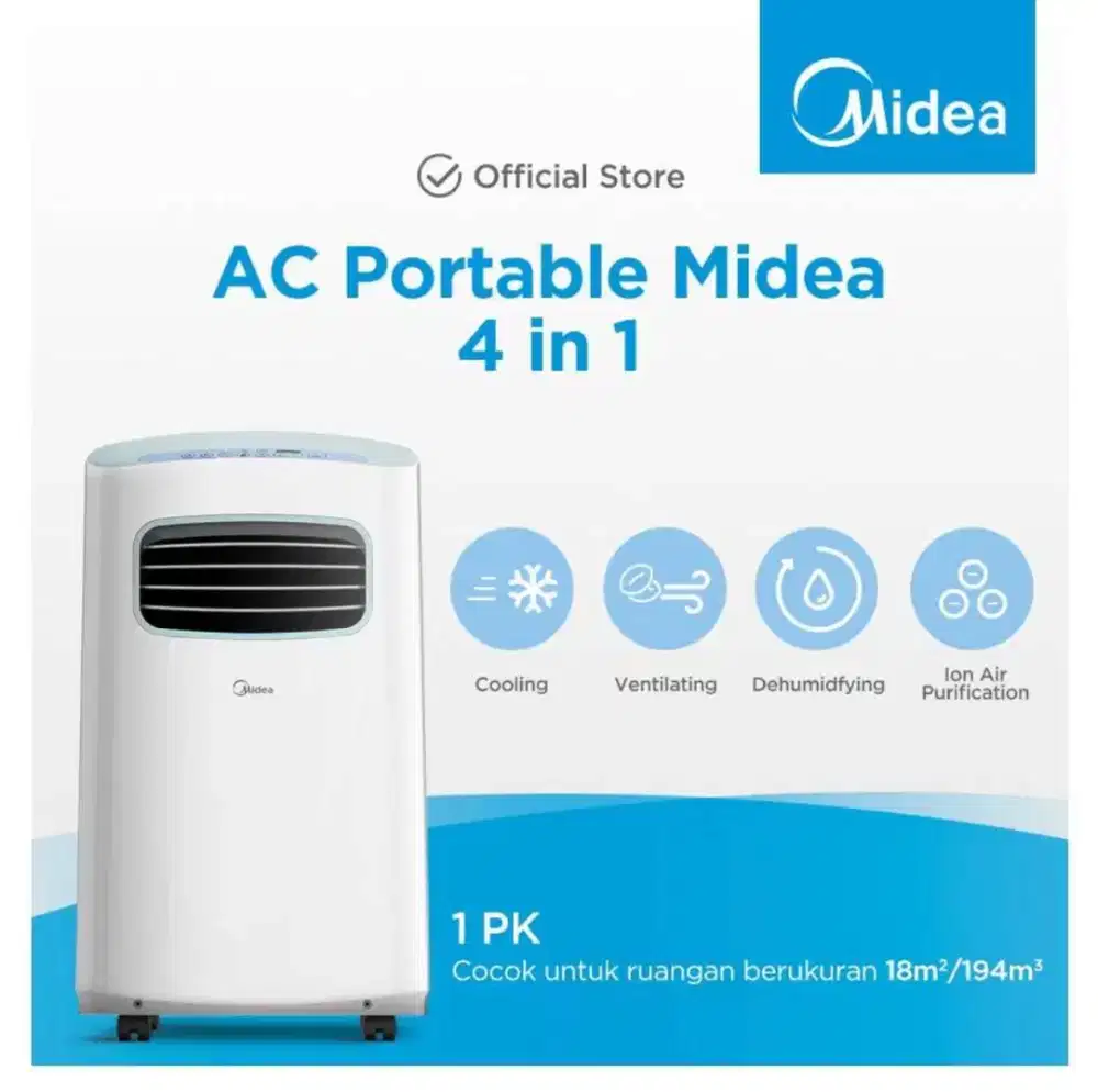 Midea AC Portable MPF2-09CRN1 Self-Diagnosis & Auto Protection Murah