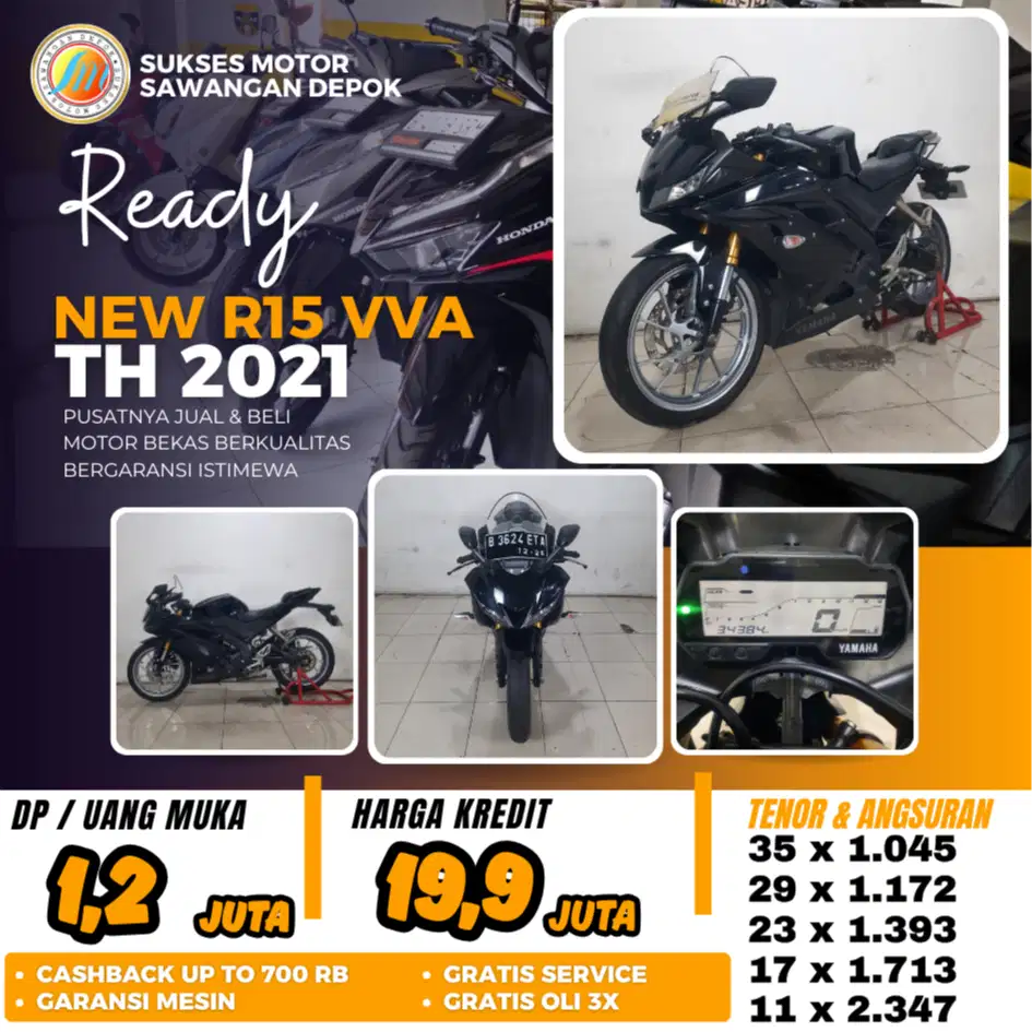BISA CASH KREDIT YAMAHA NEW R15 VVA V3 TH 2021 UNIT MULUS BERGARANSI