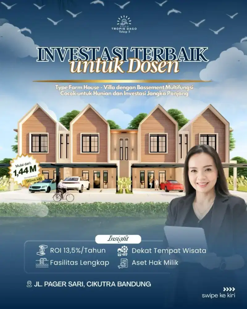 Rumah Villa 3 lantai dekat kota Bandung