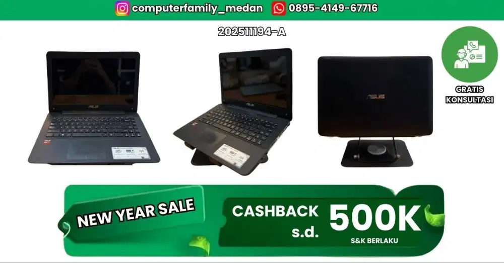 LAPTOP ASUS X455YI AMD A8-7410 WITH RADEON R5 GRAPHICS HDD 500/4GB