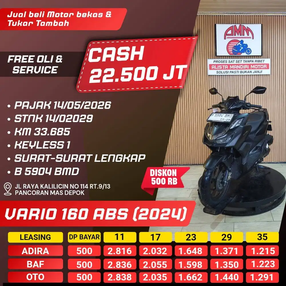 VARIO 160 ABS 2024 PAJAK HIDUP CASH / KREDIT KREDIVO INDODANA ALISTA