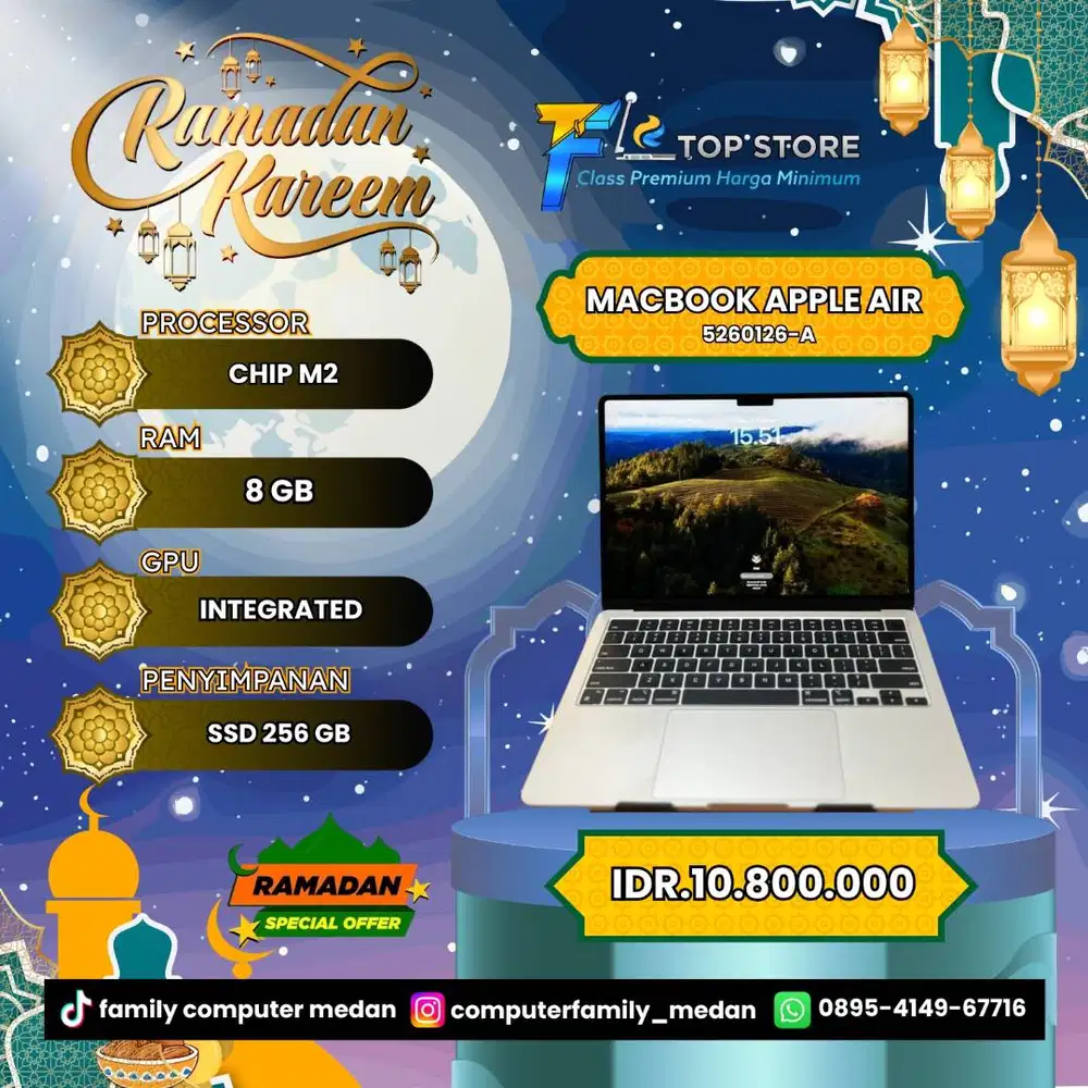 MACBOOK APPLE AIR M2 13 SSD 256/8GB-IBOX BH 100% LIKE NEW