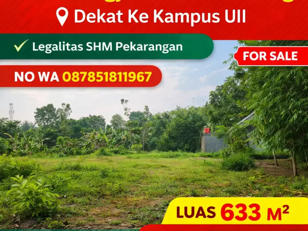 Tanah Jogja Kost Area Kampus UII Kaliurang SHM Pekarangan