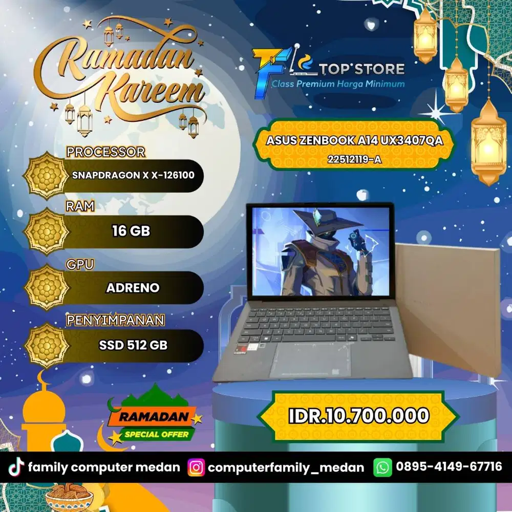 ASUS ZENBOOK A14 UX3407QA SNAPDRAGON X X-126100 SSD 512/16GB