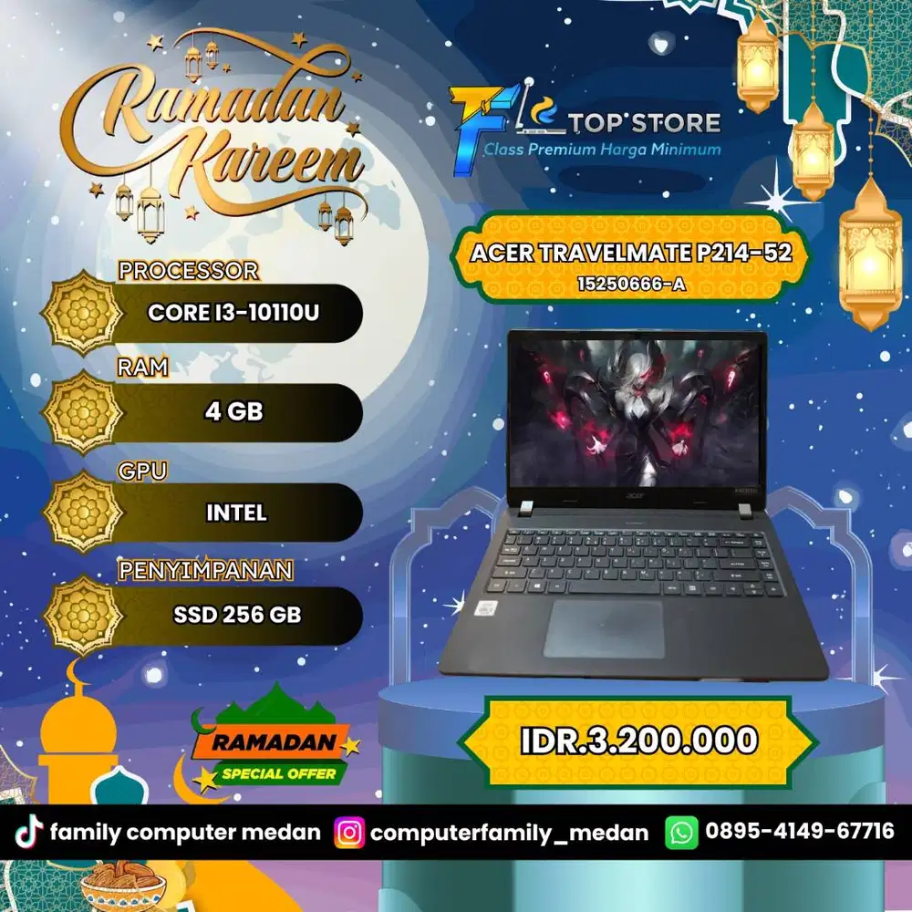 ACER TRAVELMATE P214-52 INTEL CORE I3-10110U RAM 4/256GB