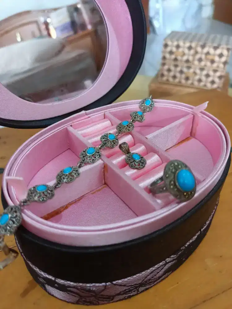 Satu Set Perhiasan batu Turquoise Turkiye