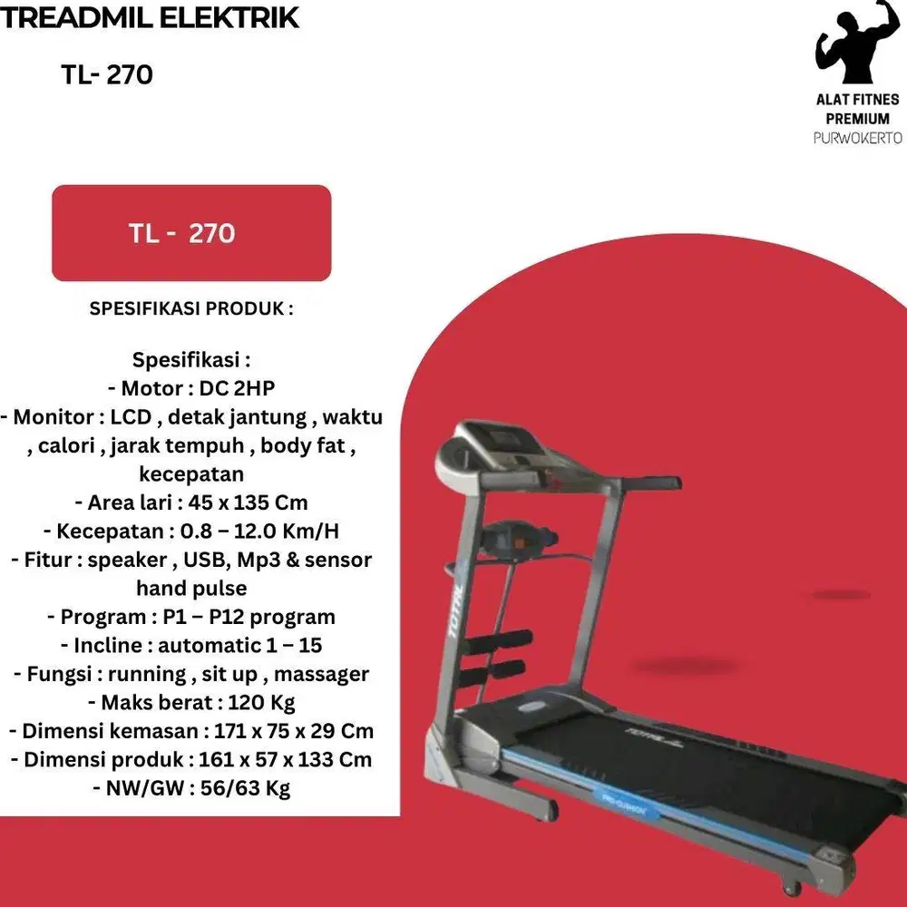 Promo Treadmil Elektrik - 270 Diskon Terbatas! Siap kirim