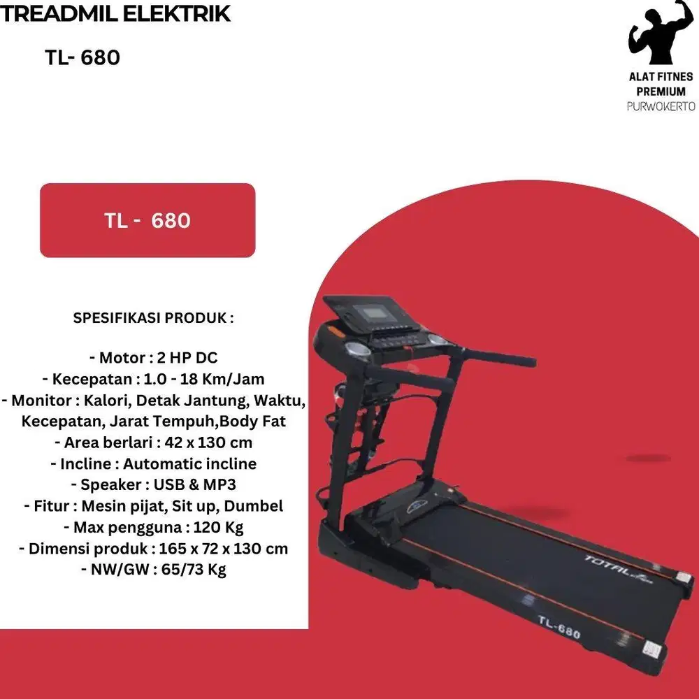 Jual Treadmil Elektrik -680 Bergaransi Dan Berkualitas