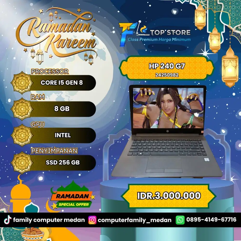 LAPTOP HP 240 G7 CORE I7 GEN 8 SSD 256/8GB