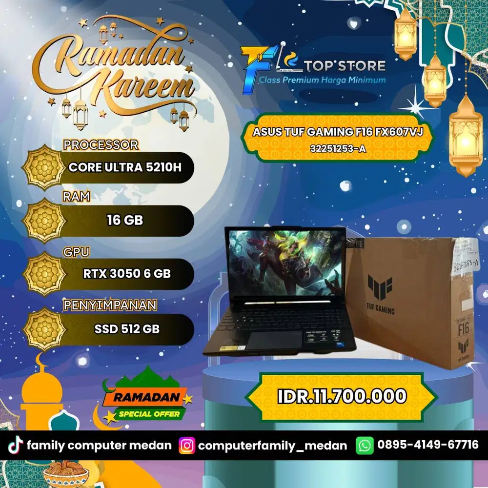 ASUS TUF GAMING F16 FX607VJ 165HZ CORE ULTRA 5 210H SSD 512/16GB