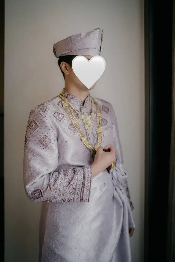 LIKE NEW!! 1 Set Teluk Belanga Melayu Laki-Laki Ungu Full Payet