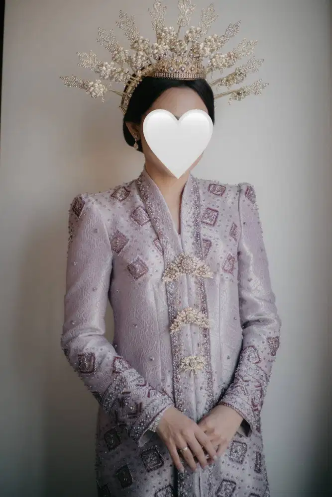 LIKE NEW!! 1 Set Kebaya Panjang Melayu Ungu Wanita Full Payet