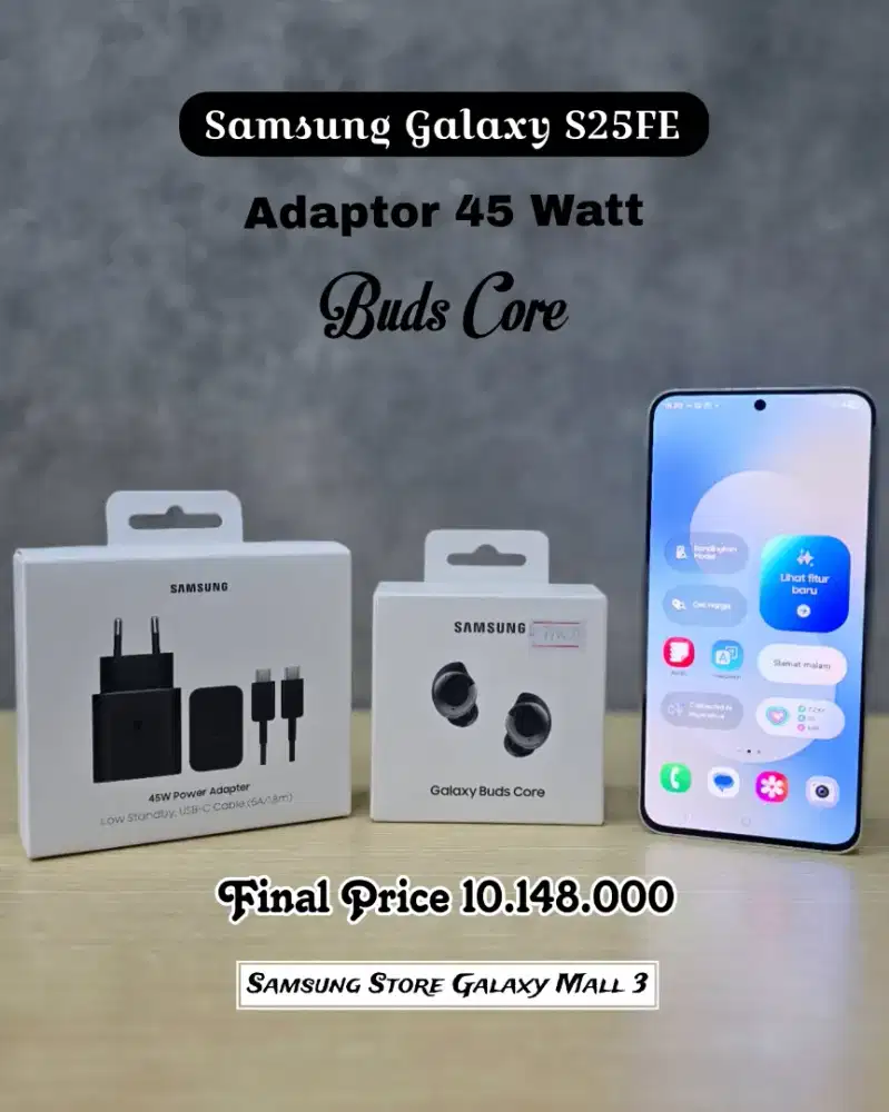 Samsung Galaxy S25fe free buds core + adaptor