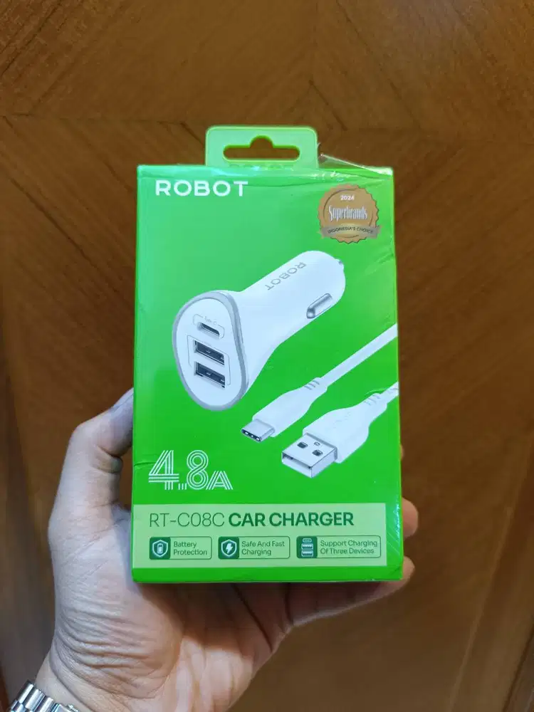 ROBOT Fast Charging Car Charger Mobil Kabel Type C Garansi 2 Tahun