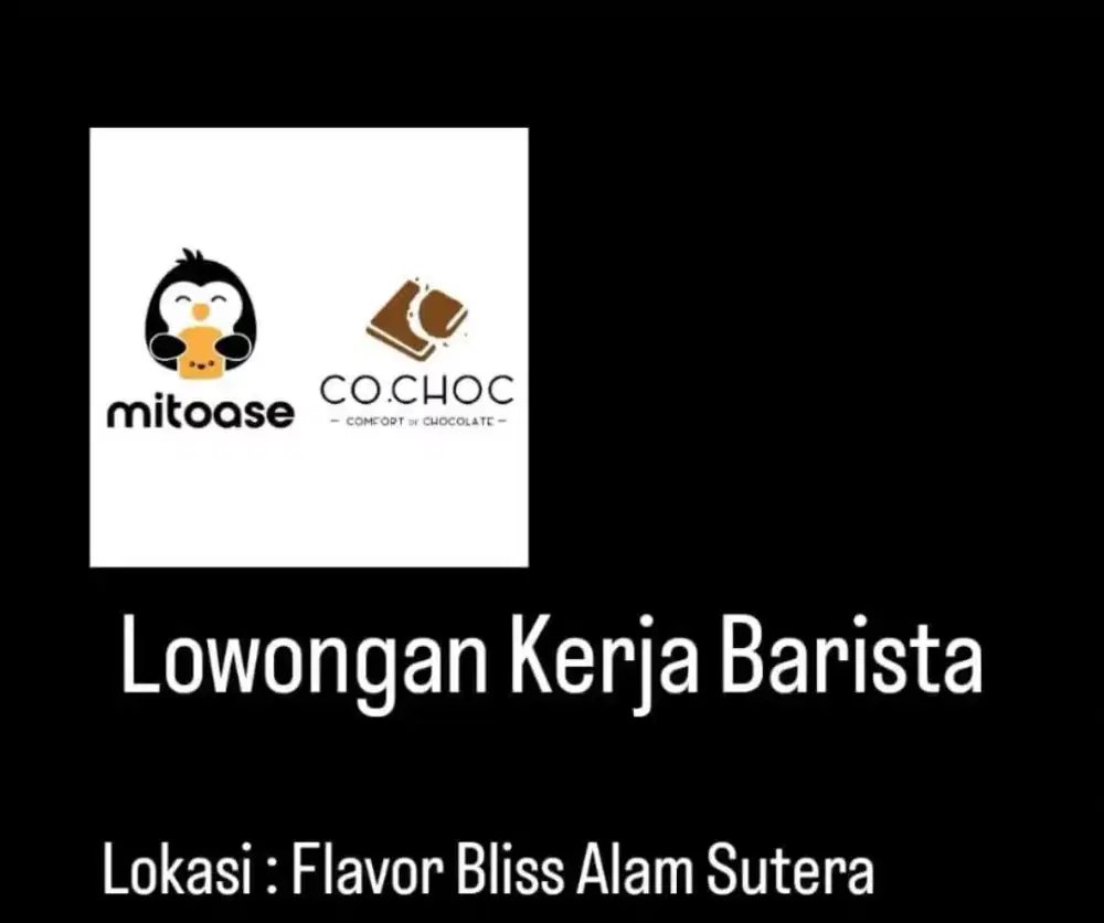 Lowongan Kerja untuk minuman coklat dan cemilan
