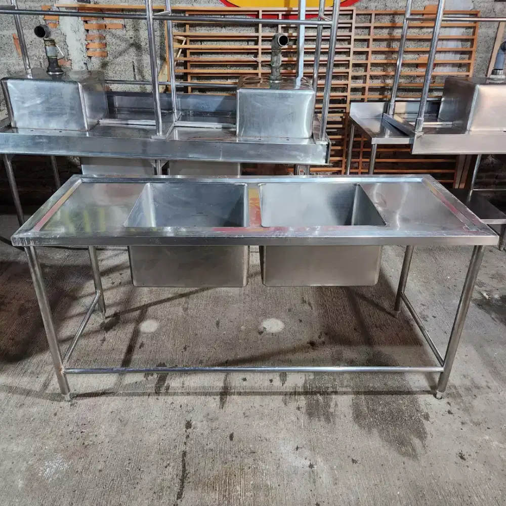 Double Sink Stainless 180cm ex Cafe ex Resto