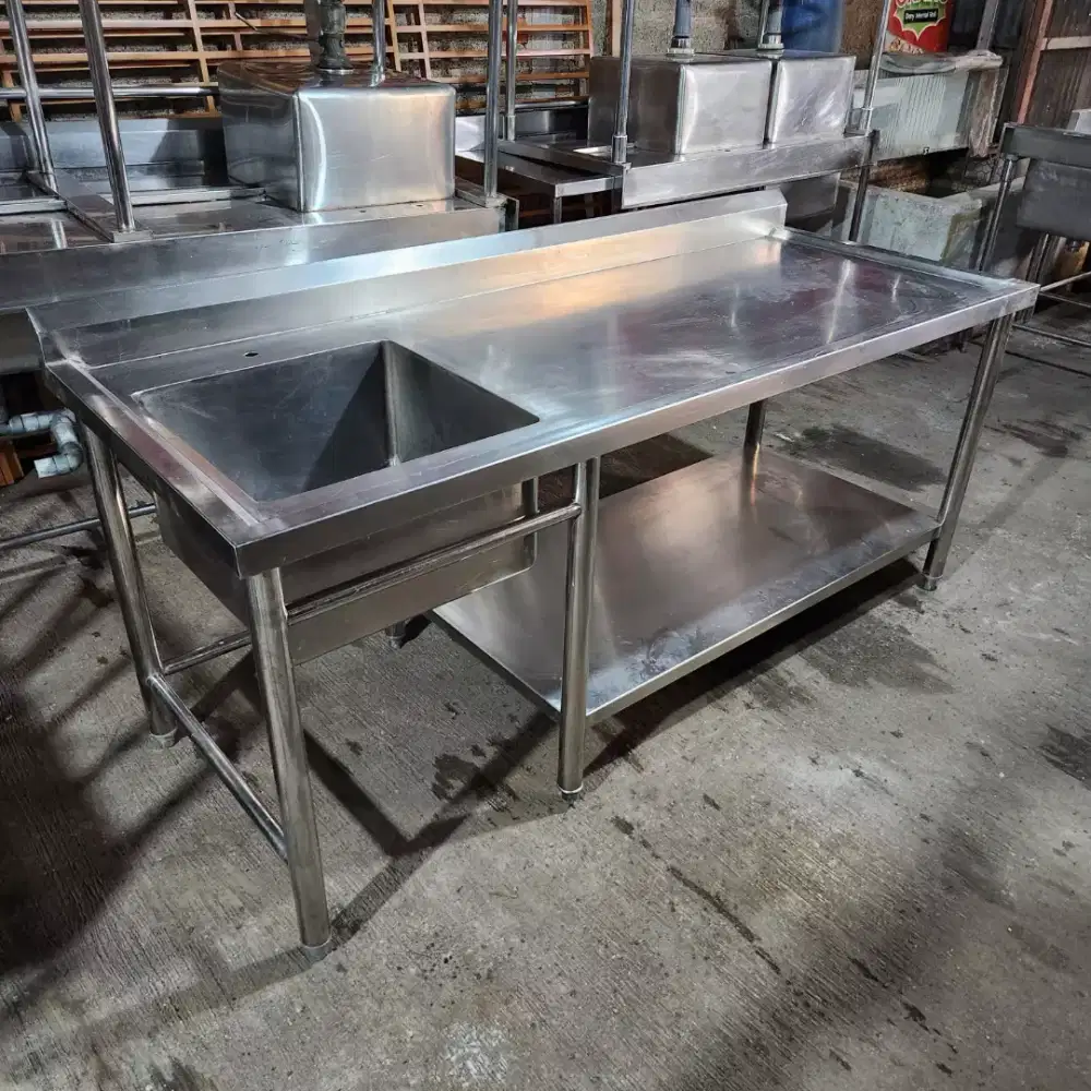 Singel Sink Stainless 200 cm ex Cafe ex Resto