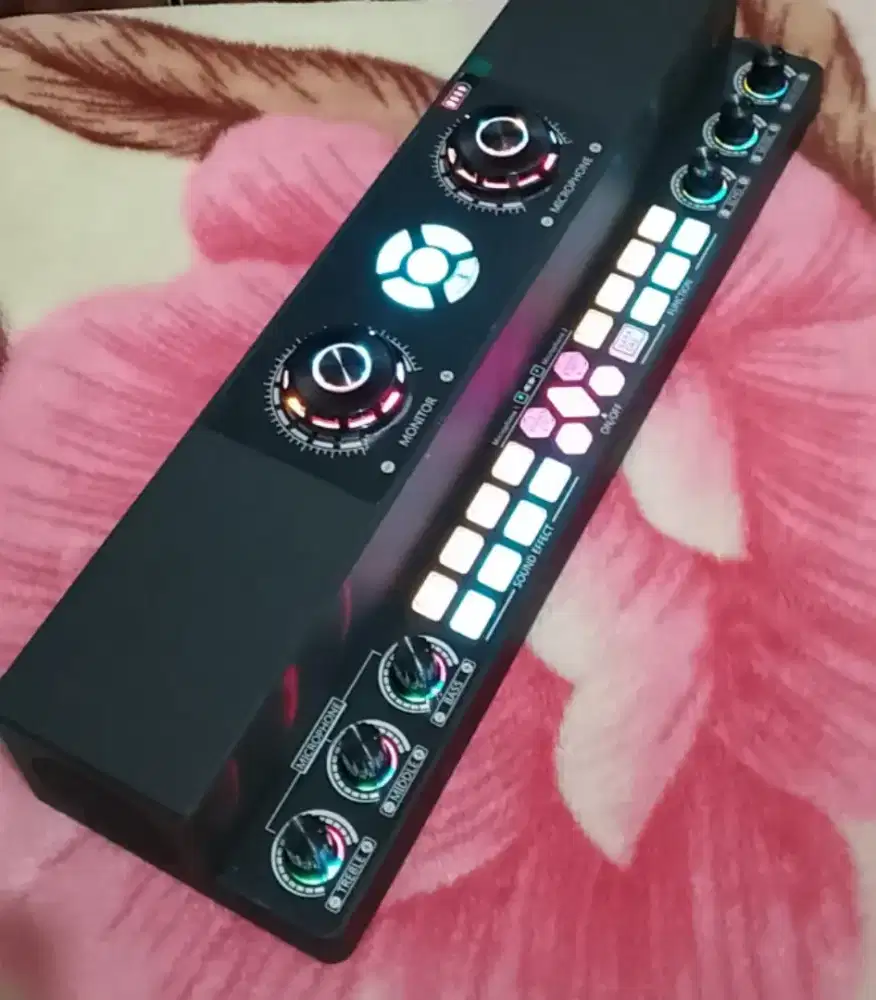 Speaker soundcard Bt + 2mic wireless