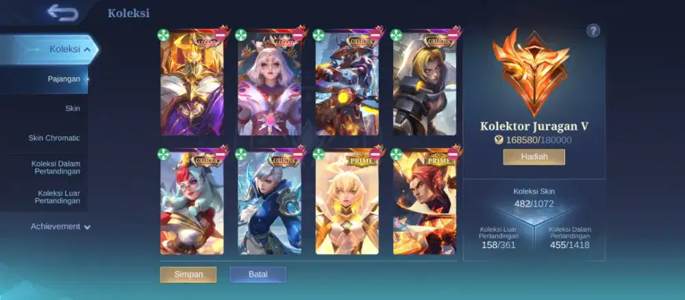 Akun Mobile Legend milik pribadi