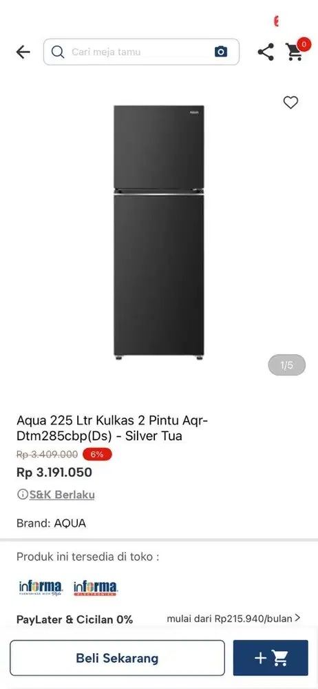 kulkas 2 pintu aqua
