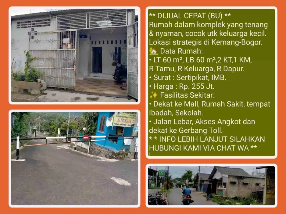 Rumah Komplek Murah Bebas Banjir
di Kemang-Bogor.