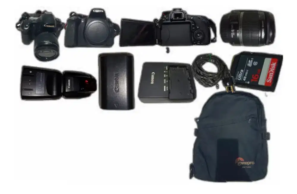 Kamera Canon eos  60D + lensa standar Canon EFS 18-55 mm