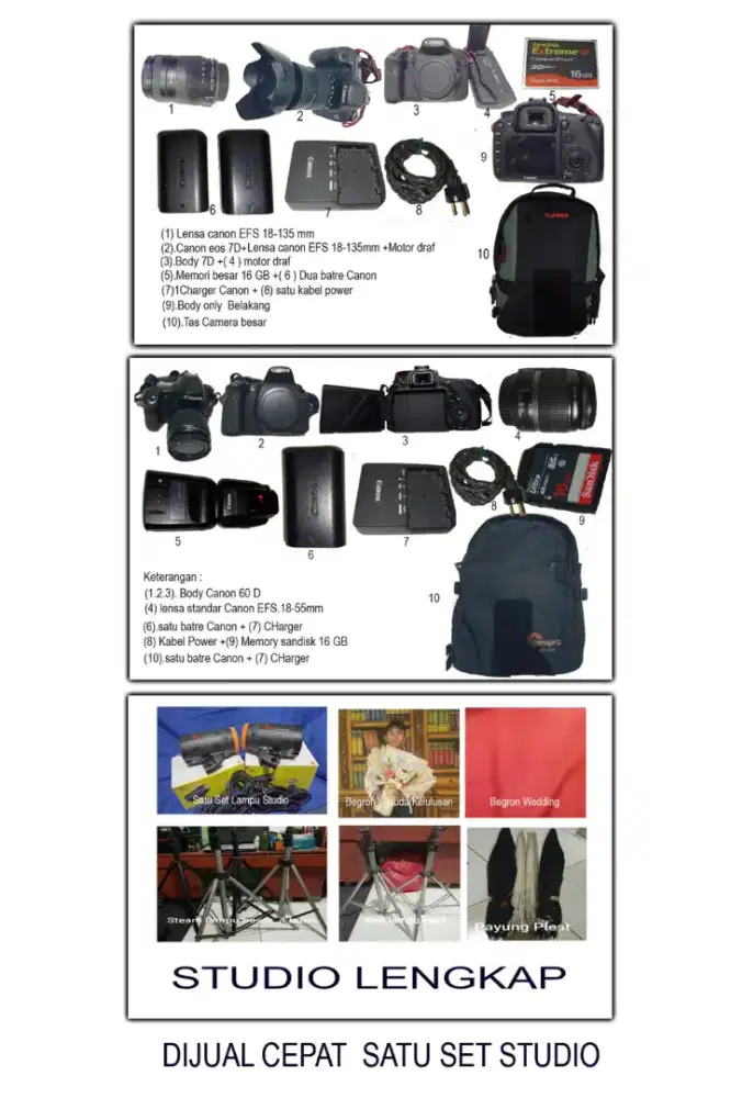 Paket satu set studio photography