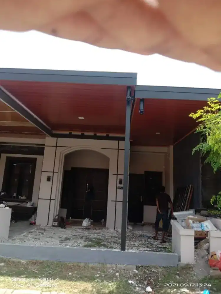 Pemasangan kanopi galvalum dn plafon pvc