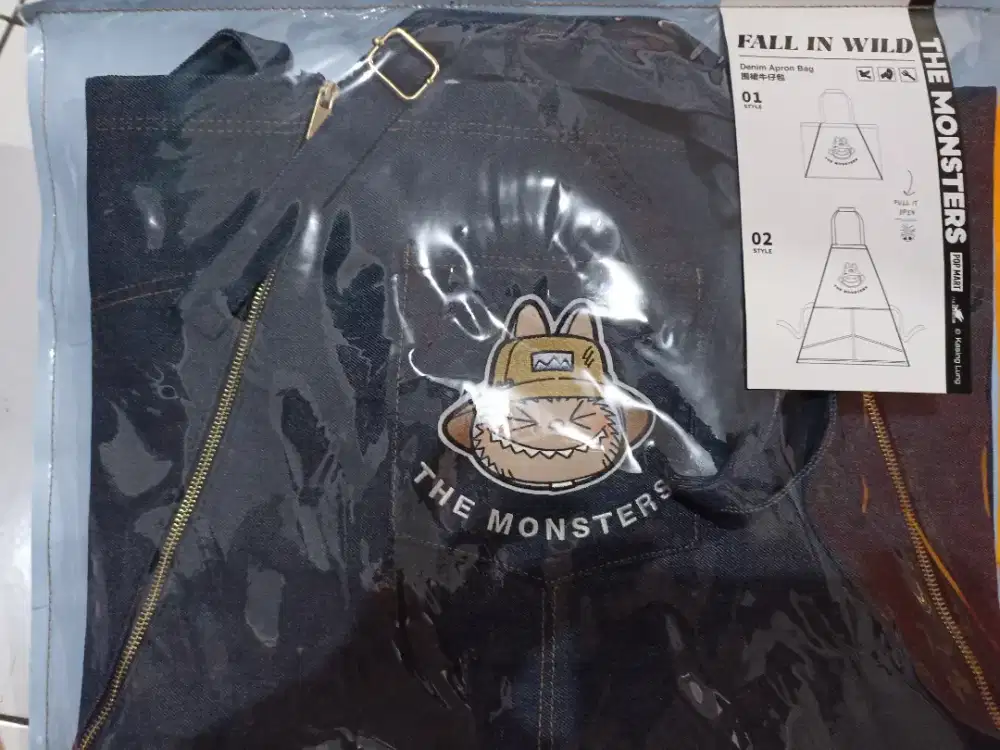 Labubu denim monster bag