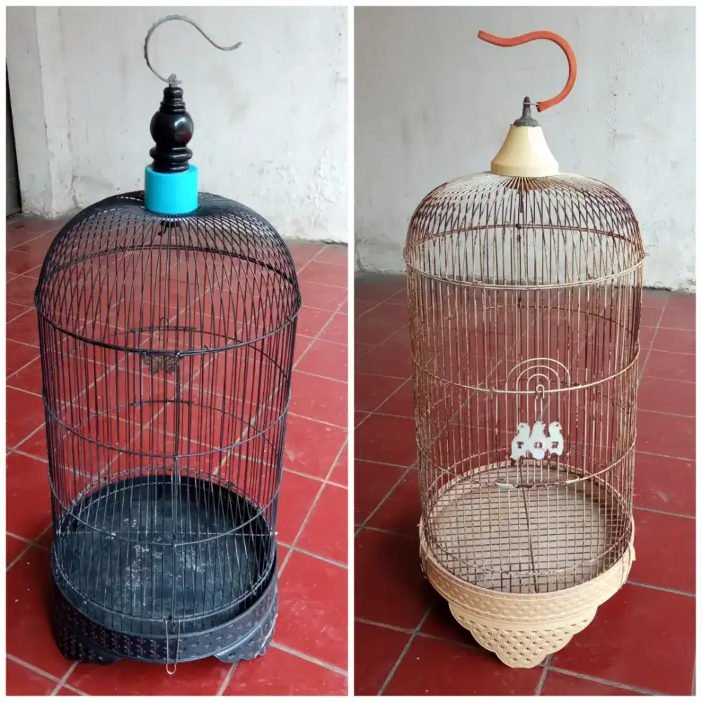 2 Buah Kandang Burung Jeruji Besi ( Lovebird Kenari Parkit ) Fullset