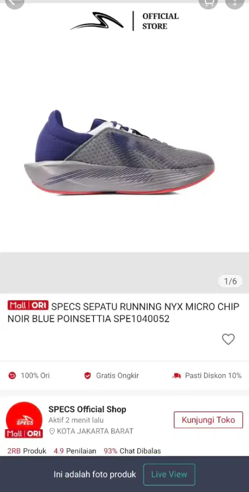 [PRELOVED - LIKE NEW] Specs Nyx Running Shoes - Micro Chip