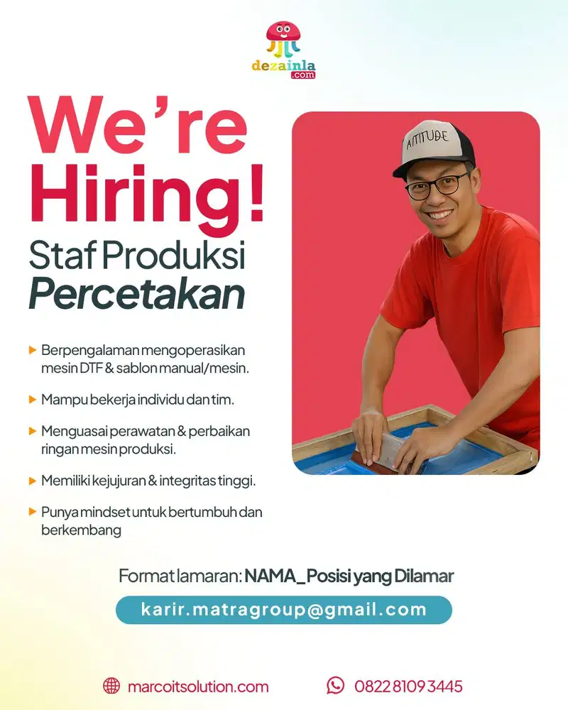 STAFF PRODUKSI PERCETAKAN (Screen Printer/Tukang Sablon)