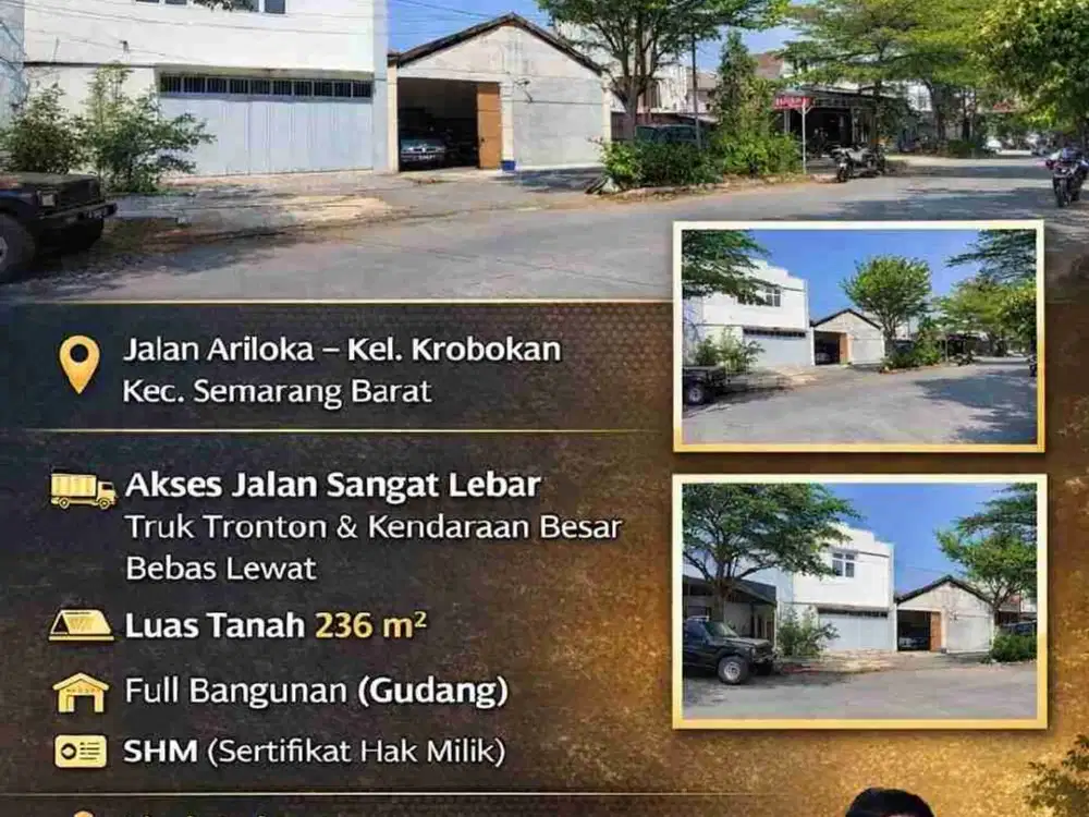 Termurah Gudang di Semarang Barat Jalan Lebar truk besar tronton bebas lewat,lokasi dekat bandara dekat tol dekat pelabuhan lokasi di jalan ariloka