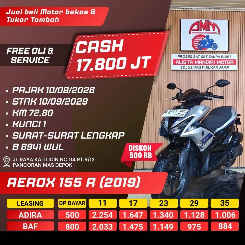 AEROX 155 VVA 2019 PAJAK HIDUP CASH KREDIVO INDODANA ALLOBANK ALISTA