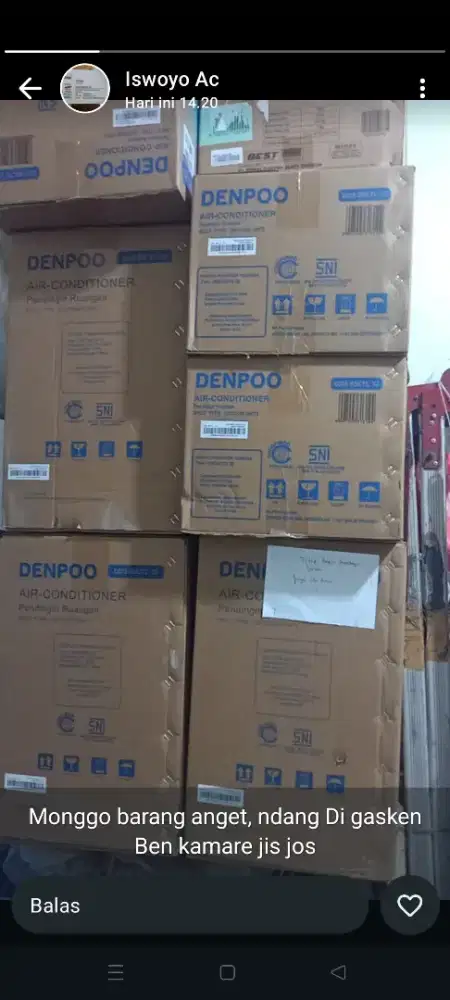 Jual indoor AC 1/2 pk denpoo